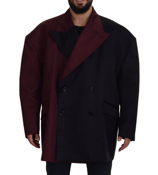 Bordeauxrote doppelreihige Polyesterjacke