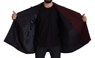 Bordeauxrote doppelreihige Polyesterjacke