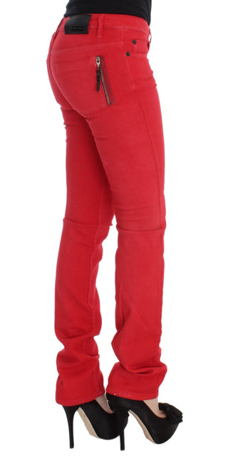 Jeans de mezcla de algodón rojo de corte super ajustado