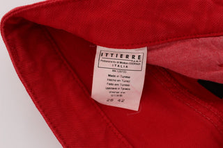 Jeans de mezcla de algodón rojo de corte super ajustado