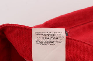 Jeans de mezcla de algodón rojo de corte super ajustado