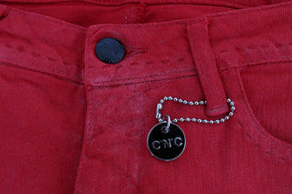 Jeans de mezcla de algodón rojo de corte super ajustado