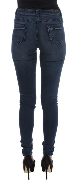 Jeans de mezcla de algodón azul de corte ajustado