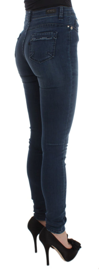 Jeans de mezcla de algodón azul de corte ajustado