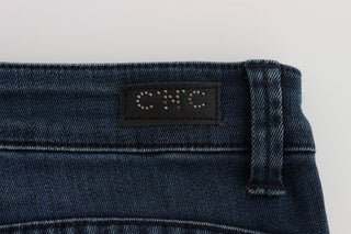 Jeans de mezcla de algodón azul de corte ajustado