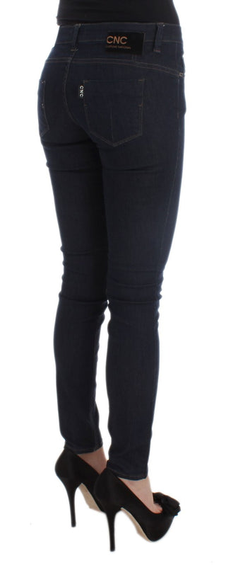 Jeans de mezcla de algodón azul de corte ajustado