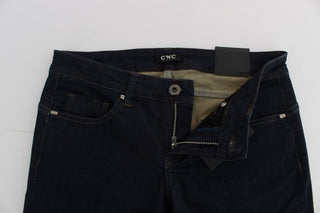 Jeans de mezcla de algodón azul de corte ajustado