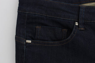Jeans de mezcla de algodón azul de corte ajustado