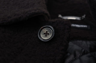 Black Alpaca Button Down Trench Coat Jacket