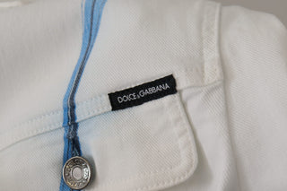 Chaqueta vaquera blanca de algodón con bordado de logo