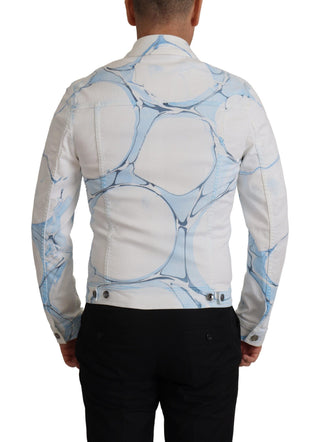 White Cotton Logo Embroidery Denim Jacket