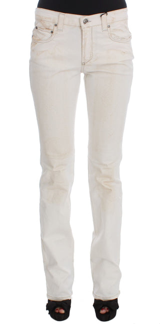 Weiße Slim Fit Bootcut Jeans aus Baumwolle