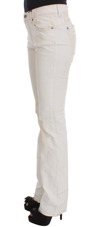 Weiße Slim Fit Bootcut Jeans aus Baumwolle