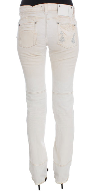 Weiße Slim Fit Bootcut Jeans aus Baumwolle