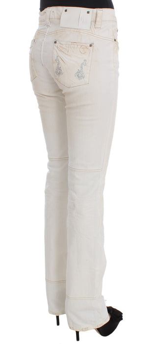 Weiße Slim Fit Bootcut Jeans aus Baumwolle
