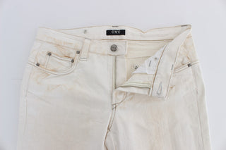 Weiße Slim Fit Bootcut Jeans aus Baumwolle