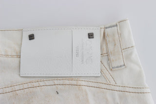 Weiße Slim Fit Bootcut Jeans aus Baumwolle