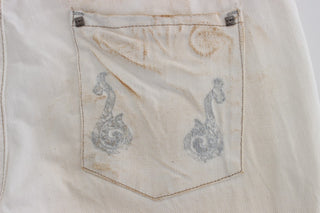 Weiße Slim Fit Bootcut Jeans aus Baumwolle