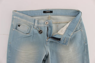 Jeans de mezcla de algodón azul de corte super ajustado