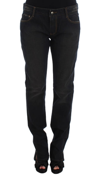 Blaue Boyfriend-Jeans aus gewaschener Baumwolle