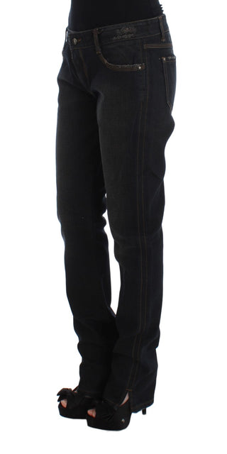Blaue Boyfriend-Jeans aus gewaschener Baumwolle