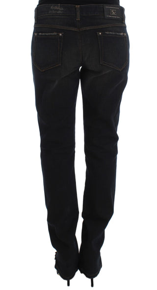 Blaue Boyfriend-Jeans aus gewaschener Baumwolle