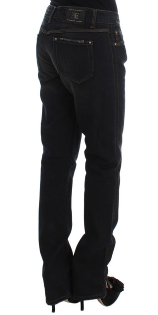 Blaue Boyfriend-Jeans aus gewaschener Baumwolle