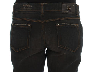 Blaue Boyfriend-Jeans aus gewaschener Baumwolle