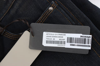 Blaue Boyfriend-Jeans aus gewaschener Baumwolle