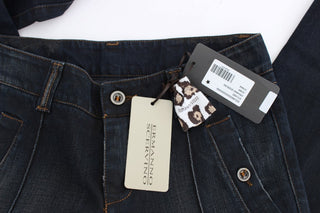 Jeans de algodón lavado azul de corte ajustado
