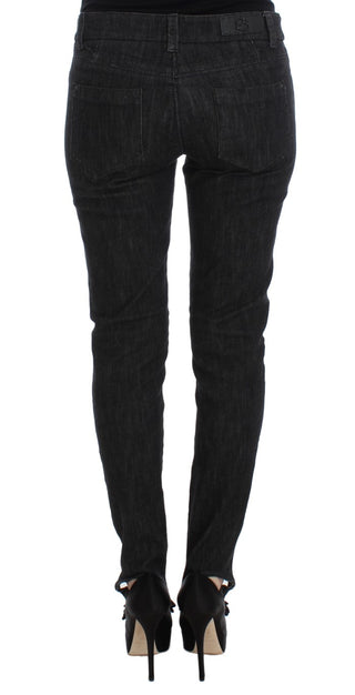 Jeans de mezclilla de algodón azul de corte ajustado