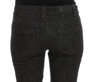 Jeans de mezclilla de algodón azul de corte ajustado