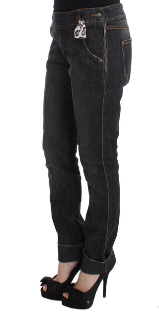 Jeans de mezclilla de algodón gris de corte ajustado