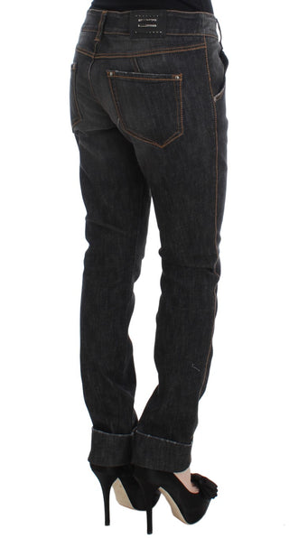 Jeans de mezclilla de algodón gris de corte ajustado