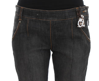 Jeans de mezclilla de algodón gris de corte ajustado