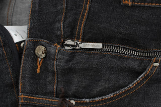 Jeans de mezclilla de algodón gris de corte ajustado