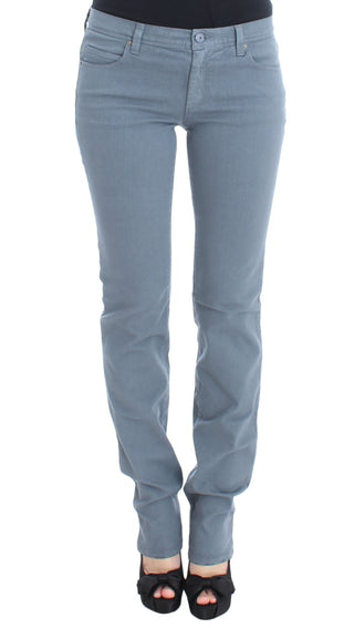 Jeans bootcut de mezcla de algodón azul de corte ajustado