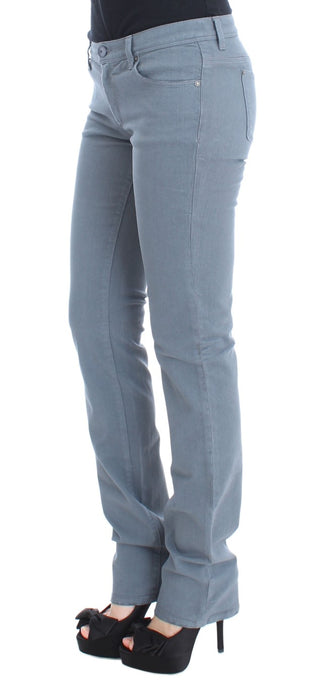 Jeans bootcut de mezcla de algodón azul de corte ajustado