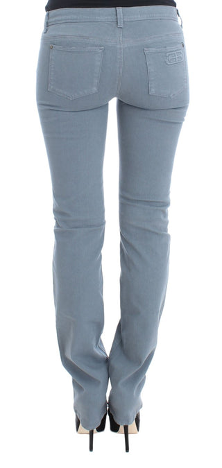 Jeans bootcut de mezcla de algodón azul de corte ajustado