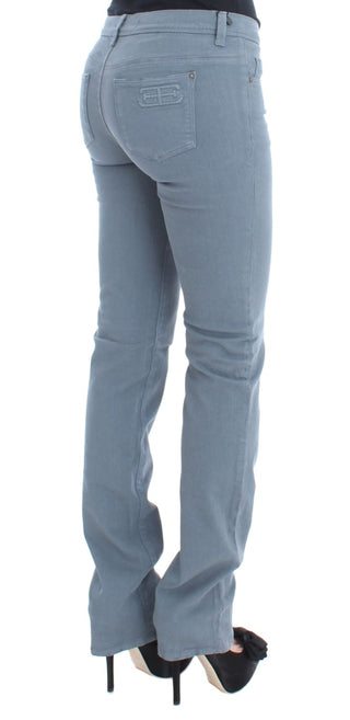 Jeans bootcut de mezcla de algodón azul de corte ajustado