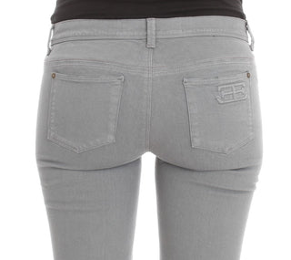 Jeans bootcut de mezcla de algodón azul de corte ajustado