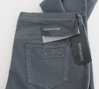 Jeans bootcut de mezcla de algodón azul de corte ajustado
