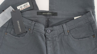 Jeans bootcut de mezcla de algodón azul de corte ajustado