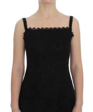 Vestido de rodilla negro con encaje floral