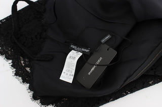 Vestido de rodilla negro con encaje floral