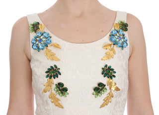 Vestido de cristal de brocado blanco