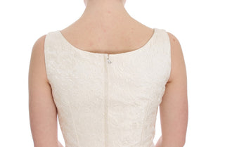 Vestido de cristal de brocado blanco