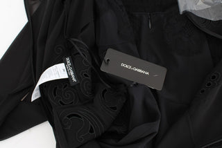 Schwarzes, figurbetontes Seidenkleid mit Stretchanteil
