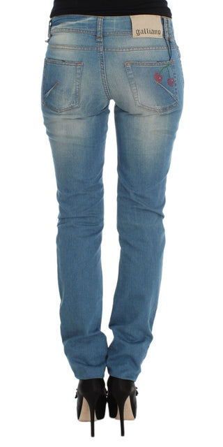 Jeans de mezcla de algodón lavado azul de corte ajustado