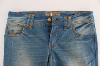 Jeans de mezcla de algodón lavado azul de corte ajustado